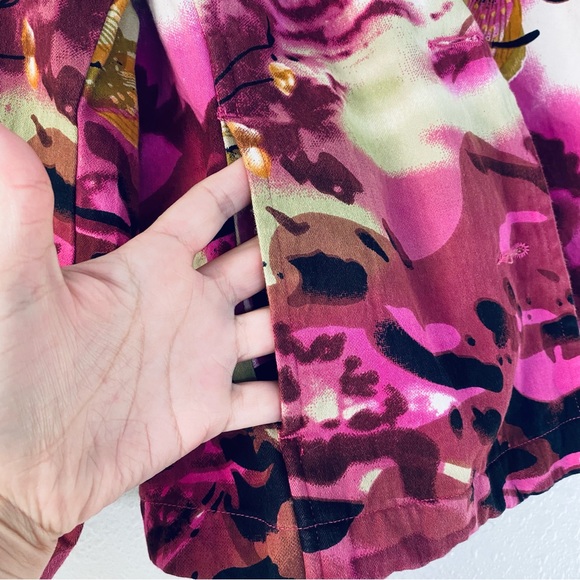 New Direction Artsy Floral Allover Print Buttoned Crop 3/4 Sleeve Jacket Small - Picture 3 of 6